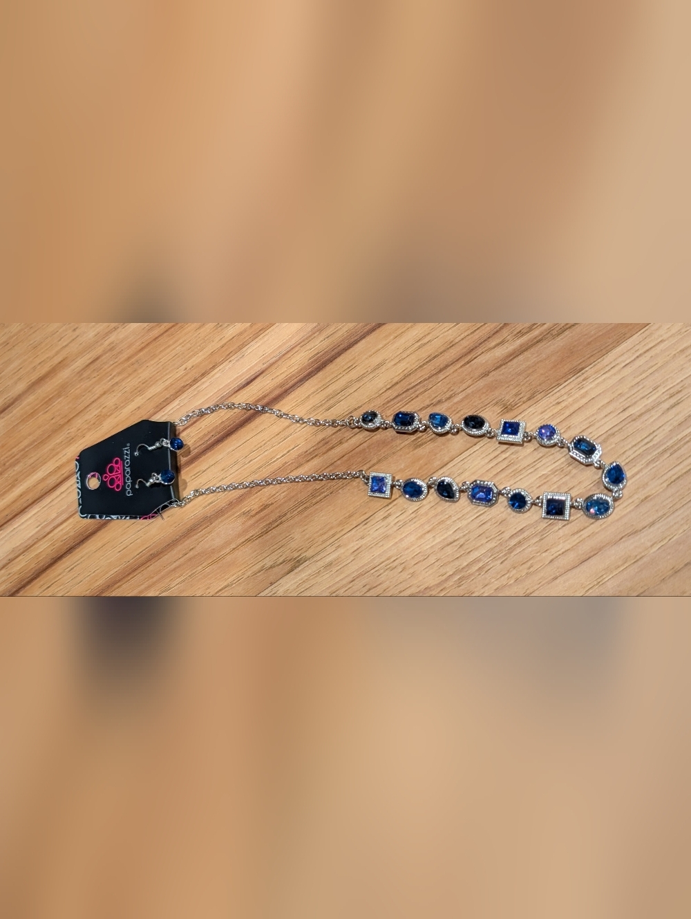 Elegant Blue Stone Silver Chain Necklace And Earrings - Classic Women's Jewelry